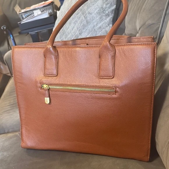 Joy & Iman Brown Leather Tote with Gold Hardware - Picture 3 of 15